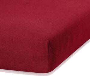 Cearșaf elastic pentru pat dublu AmeliaHome Ruby Siesta, 200-220 x 200 cm, roșu închis