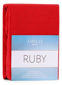 Cearșaf elastic pentru pat dublu AmeliaHome Ruby Siesta, 220-240 x 220 cm, roșu