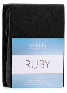 Cearșaf elastic pentru pat dublu AmeliaHome Ruby Siesta, 200-220 x 200 cm, negru