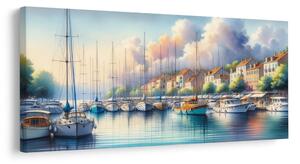 Tablou port cu case colorate