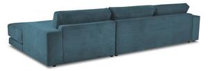Canapea extensibilă XXL din catifea reiată Milo Casa Donatella, colț dreapta, albastru