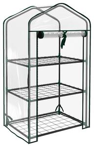 Outsunny Sera de Balcon cu 3 Niveluri și Ușă Rulantă, Sera pentru Grădină cu Structură din Oțel și Acoperiș din Plastic, pentru Plante, Flori, Fructe, 59x39x127 cm, Transparentă | Aosom Romania