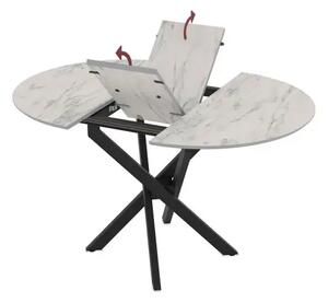 Masa extensibila bucatarie/living rotunda 95 *95 cm Alb marmorat,Ultra