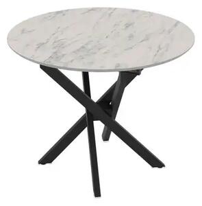Masa extensibila bucatarie/living rotunda 95 *95 cm Alb marmorat,Ultra