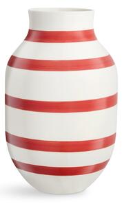 Vază din ceramică cu dungi Kähler Design Omaggio, înălțime 31 cm, alb-roșu