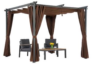 Brown La Palma 3x3m patio pergola cu perdele Garden Point