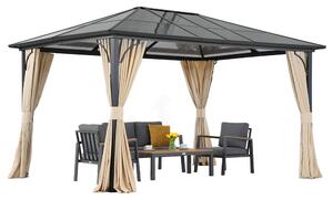 Foișor de grădină modern Santiago 3x3.6m cu perdele Garden Point bej