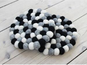 Suport pahar, cu bile din lână Wooldot Ball Coaster, ⌀ 20 cm, alb - negru