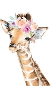 Tablouri pentru copii - Girafa cu flori 50 x 40 cm