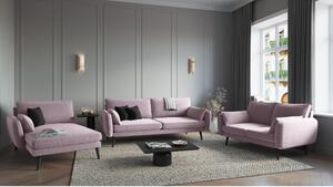 Șezlong cu tapițerie din catifea Kooko Home Lento, colț pe stânga, roz deschis