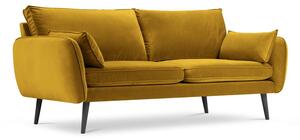 Canapea cu tapițerie din catifea Kooko Home Lento, 198 cm, galben