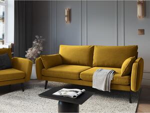 Canapea cu tapițerie din catifea Kooko Home Lento, 198 cm, galben