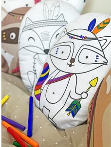 Set față de pernă din bumbac satinat și markere pentru textile Butter Kings Indian Racoon