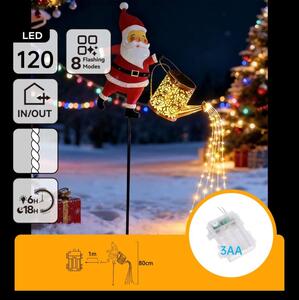 Aigostar- LED decor de Crăciun de exterior 120xLED/3xAA/8 funcții 80 cm IP44 Santa/alb cald