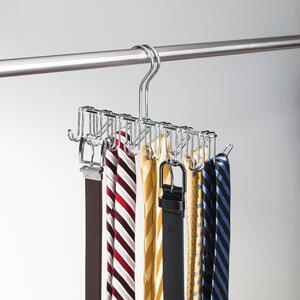 Cuier metalic pentru cravate și curele iDesign Classico, 26 x 17 cm