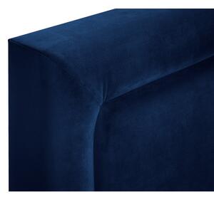 Pat dublu cu tapițerie din catifea Mazzini Beds Yucca, 160 x 200 cm, albastru
