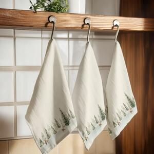 Prosop de bucatarie Craciun cu brazi, 40x65cm, bumbac 100%, Pine