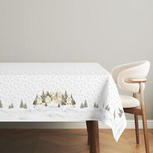 Fata de masa Craciun cu brazi si casute, bumbac 100% 140x180cm, Snowy