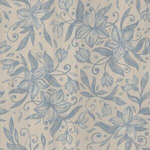 Tapet Model floral liniar albastru pe fond bej cald, Tapet flori, a00630v2 : Uwalls.ro