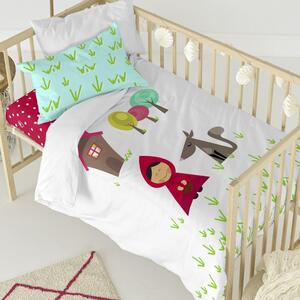 Lenjerie de pat din bumbac pentru copii, pentru pat de o persoană Mr. Fox Grandma, 115 x 145 cm