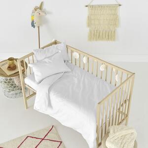 Lenjerie de pat din bumbac pentru copii Happy Friday Basic, 100 x 120 cm, alb