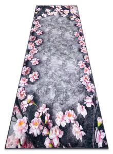 ANDRE 28170 covor lavabil Flori anti-alunecare - gri / roz
