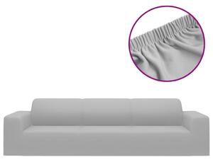 Husă elastică pentru canapea cu 4 locuri poliester jersey gri