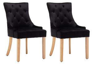 Set de 2 scaune tapitate cu catifea neagra