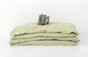 Lenjerie de pat din in pentru copii Linen Tales Nature, 70 x 100 cm, verde