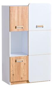 Bibliotecă joasă pentru camera copiilor Lorento L5, alb/stejar nash (80 cm)