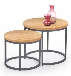 Set 2 buc. masă de cafea metalică Owen (Stejar auriu + Negru). 1048670