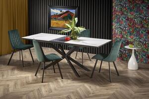 Masă de sufragerie extensibilă 160-200 cm Delma (marmură alb + negru + gri) (pentru 6 8 persoane). 1048919
