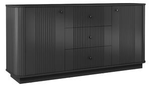 Comodă cu sertare pe soclu Vesper 160 cm - negru / mânere negre