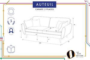 Canapea din catifea My Pop Design Auteuil, albastru închis