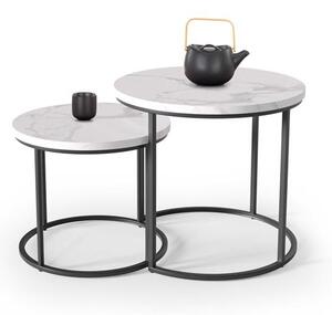 Set 2 buc. masă de cafea metalică Owen (Marmură albă + Negru). 1049075