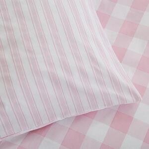 Lenjerie de pat din bumbac Bianca Check And Stripe, 200 x 200 cm, roz