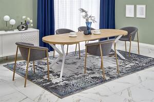 Masă de sufragerie extensibilă 100-250 cm Pepeera (alb + auriu) (pentru 6 8 persoane). 1049334