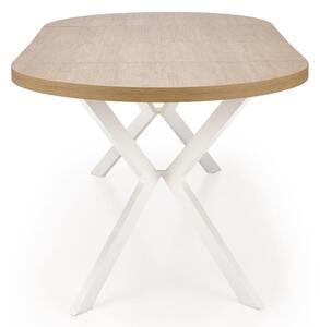 Masă de sufragerie extensibilă 100-250 cm Pepeera (alb + auriu) (pentru 6 8 persoane). 1049334