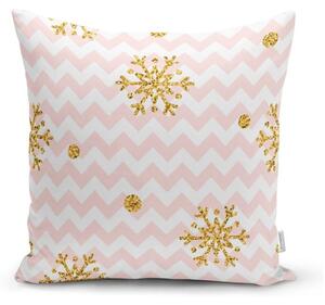 Față de pernă cu model de Crăciun Minimalist Cushion Covers Golden Snowflakes, 42 x 42 cm