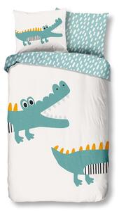 Lenjerie de pat din bumbac pentru copii Good Morning Crocodile, 140 x 220 cm