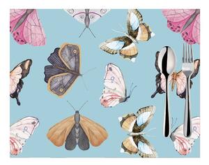 Set 2 suporturi pentru farfurii Mike & Co. NEW YORK Butterflies, 33 x 45 cm, albastru