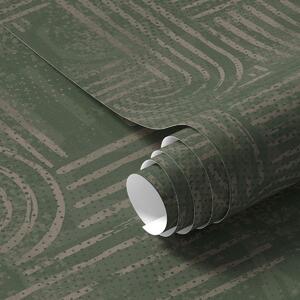 Tapet Model geometric cu arcuri într-o paletă de culori verzi, Tapet abstract, a00697 : Uwalls.ro