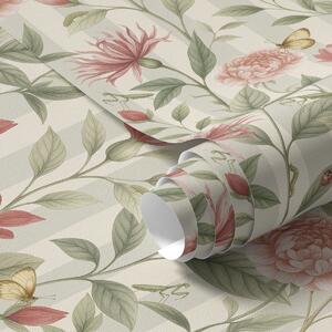 Tapet Tulpini florale cu fluturi pe un fundal deschis, Tapet flori, a00698 : Uwalls.ro