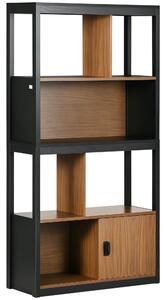 HOMCOM Biblioteca moderna cu 4 niveluri si rafturi de depozitare, nuc maro | Aosom Romania