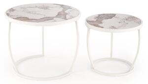 Set 2 buc. măsuțe de cafea Inesz (béžový mramor + alb). 1092446
