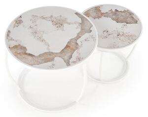 Set 2 buc. măsuțe de cafea Inesz (béžový mramor + alb). 1092446