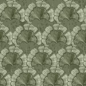 Tapet Model grafic cu ginkgo într-o paletă de culori verzi reci, Tapet natura, Tapet frunze, a00709 : Uwalls.ro