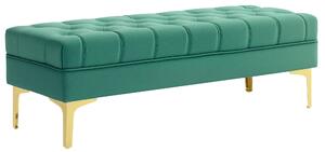 HOMCOM Bancă Hol, cu Husă Capitonată din Catifea cu Picioare Metalice pentru intrare, dormitor sau sufragerie, 118x45x42 cm, Verde | Aosom Romania