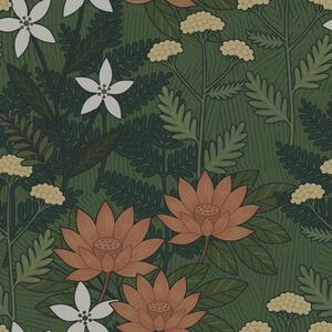 Tapet Flori mari printre frunzișul verde, compoziție decorativă, Tapet flori, a00708 : Uwalls.ro