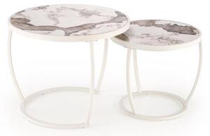 Set 2 buc. măsuțe de cafea Inesz (béžový mramor + alb). 1092446